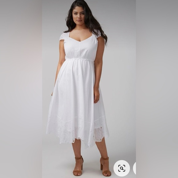 Lane Bryant 26 3X NWT Cotton eyelet midi beach wedding dress - Picture 1 of 10